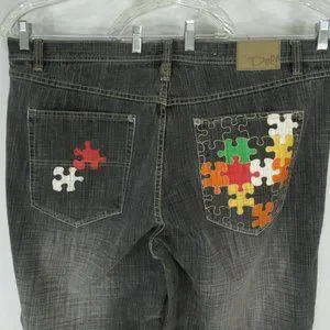 Delf | Jeans | Delf Jeans 44x25 Y2k Painted Puzzle Pieces